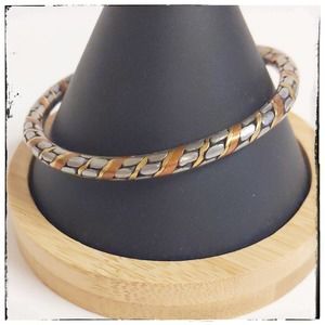 Mixed Metal Copper Boho Bangle Cuff Large Wrist